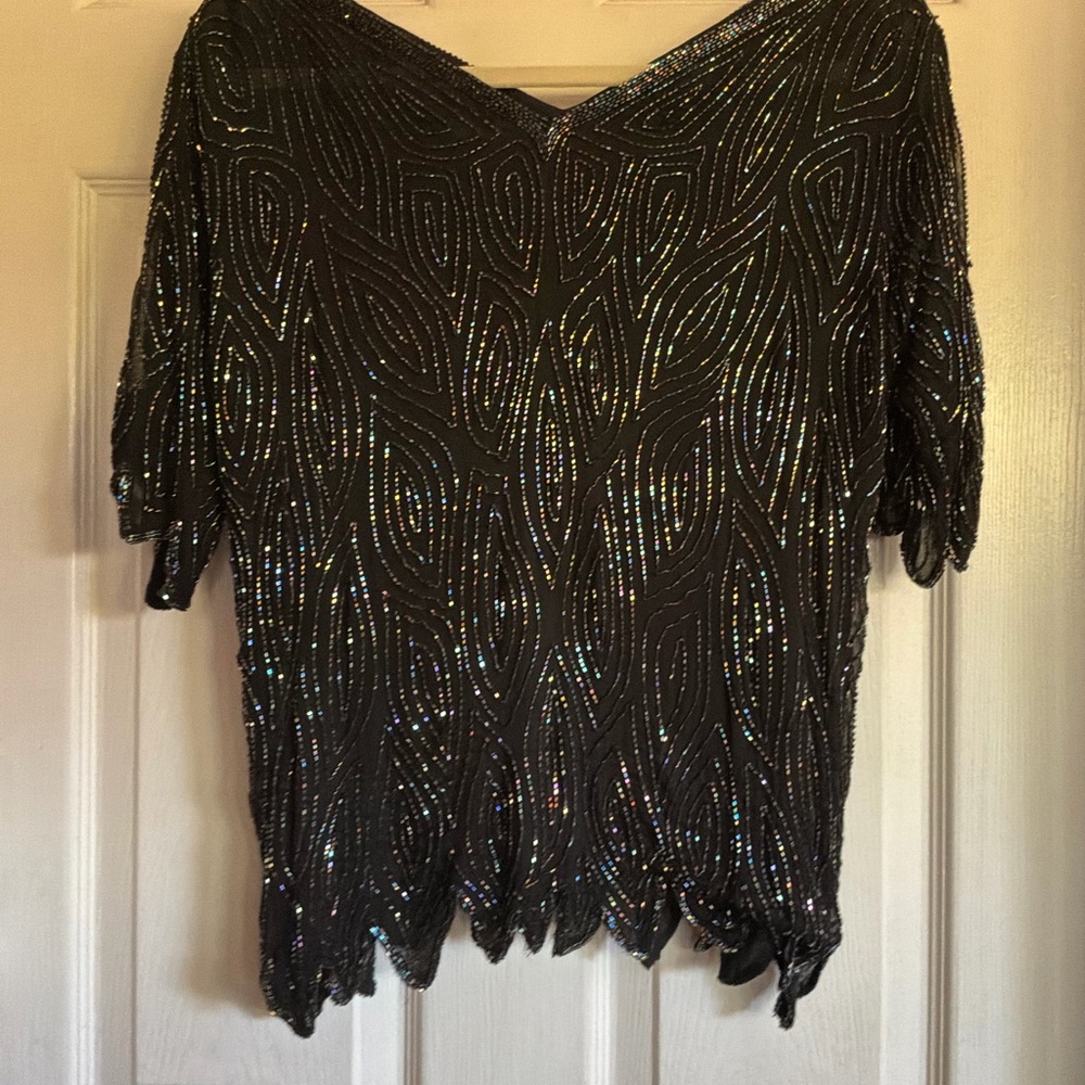 Vintage..SWEE LO/NEIMAN  MARCUS…Silk Beaded top